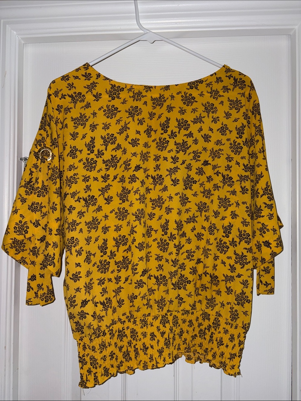 Michael Kors Yellow Floral Tunic Top